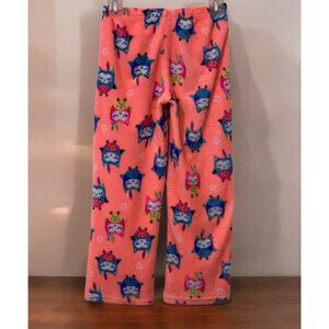 Girls Owl Fleece Pajamas Pants Size L/G 10-12 Waistband Flame Resistant Orange